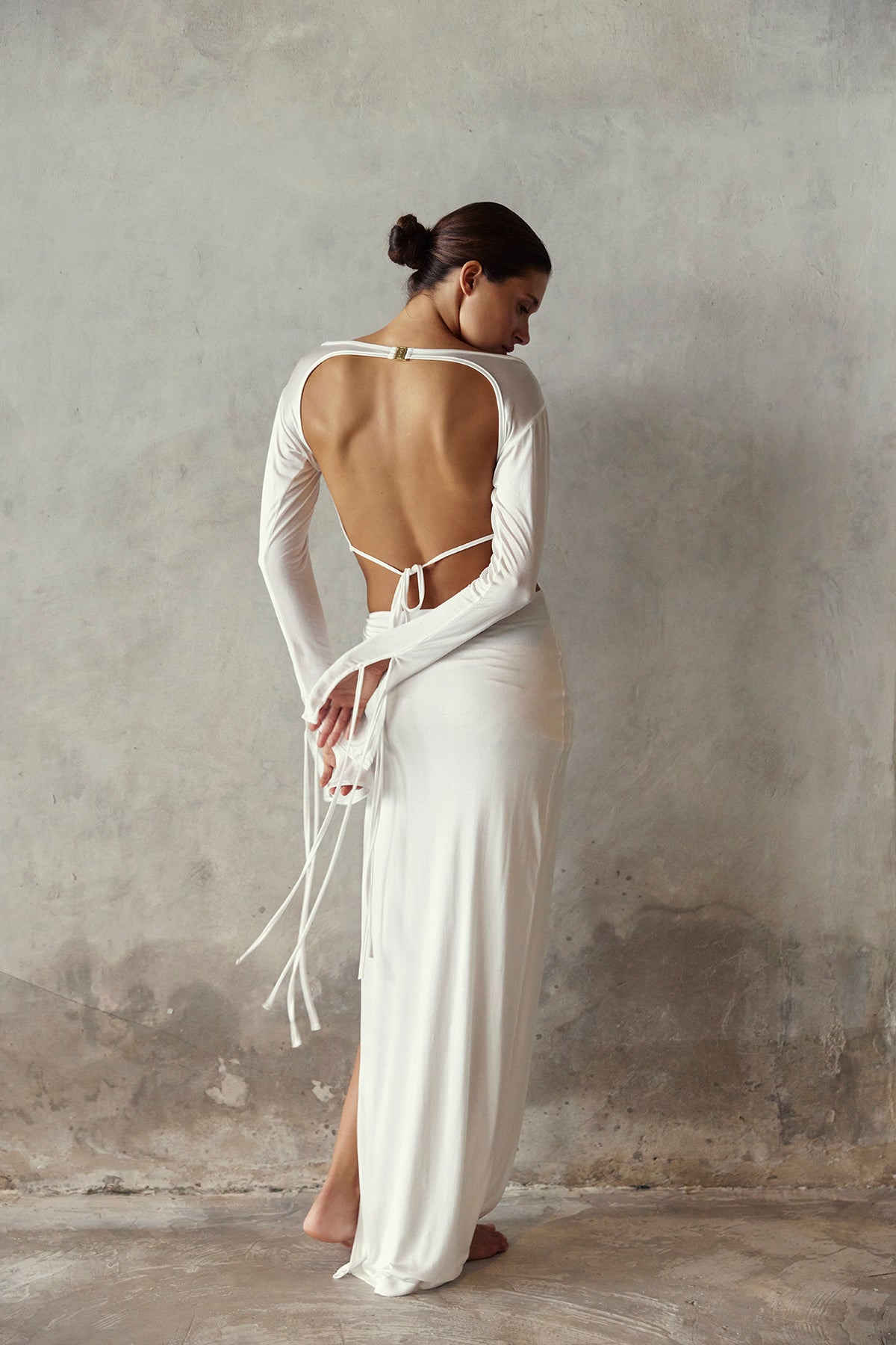 SILK LONG MAXI SKIRT - BIANCO