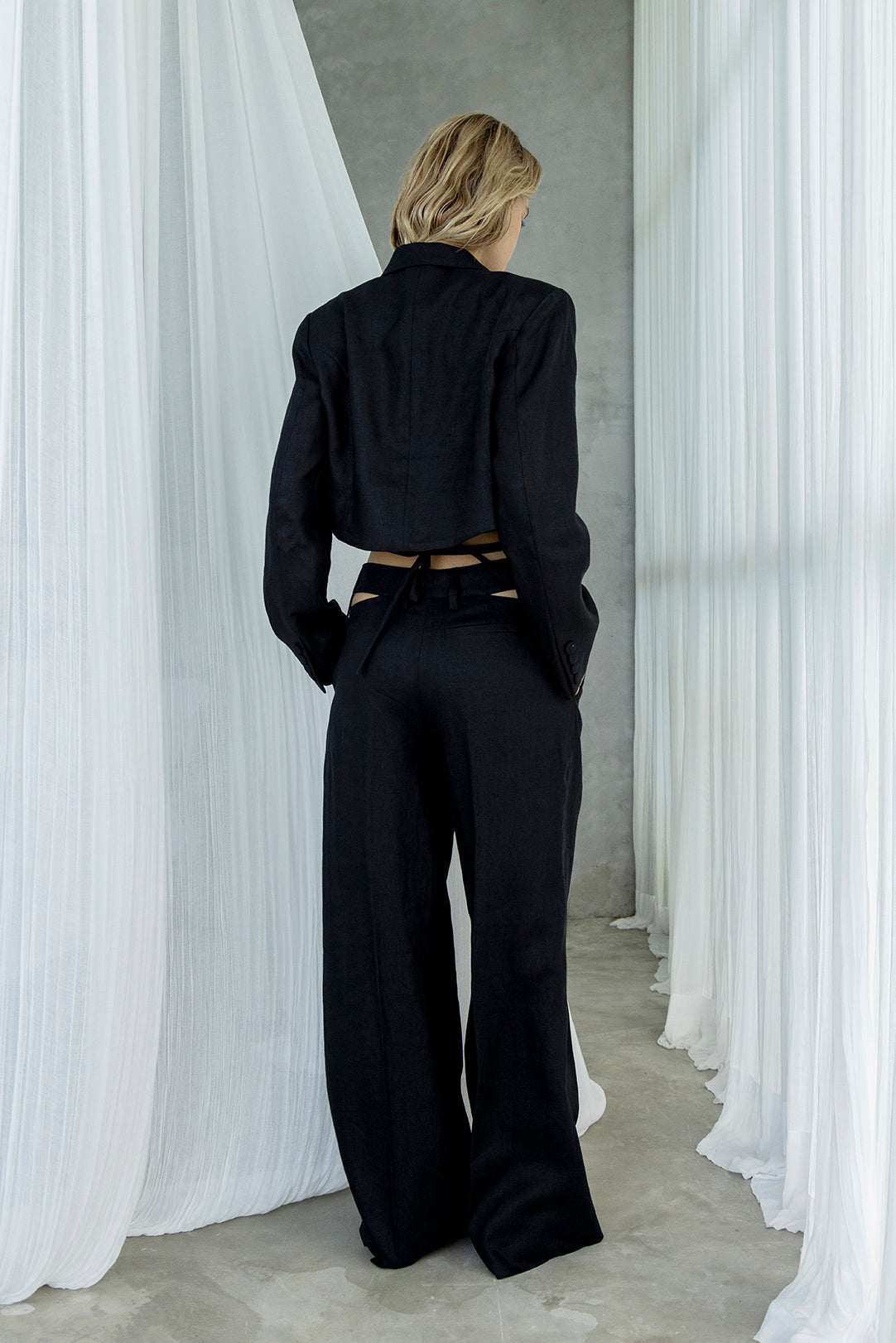 LINEN CUT-OUT TROUSER