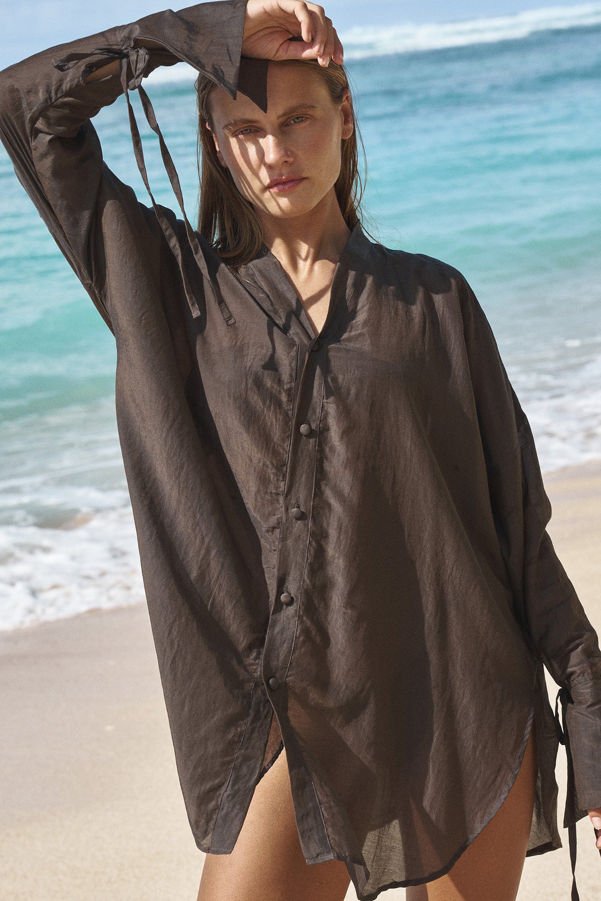 SILK-COTTON TUNIC - CAFE