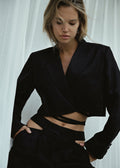LINEN CROPPED TIE JACKET