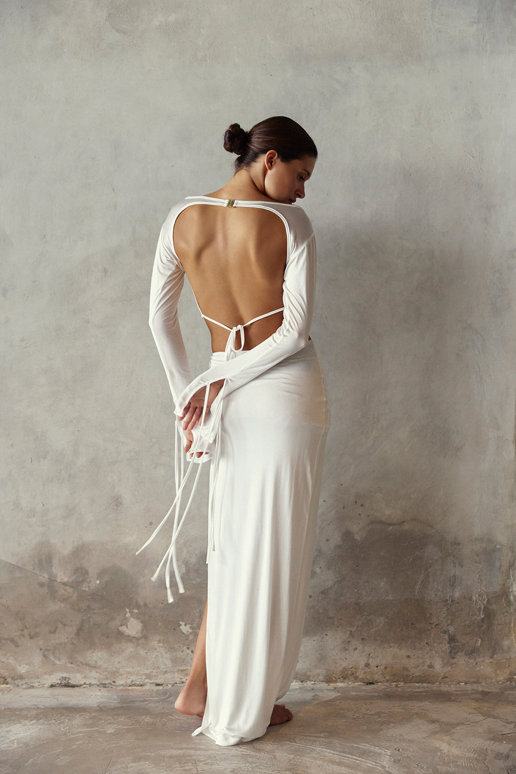 SILK LONG MAXI SKIRT - BIANCO