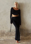 SILK LONG MAXI SKIRT - NOIR