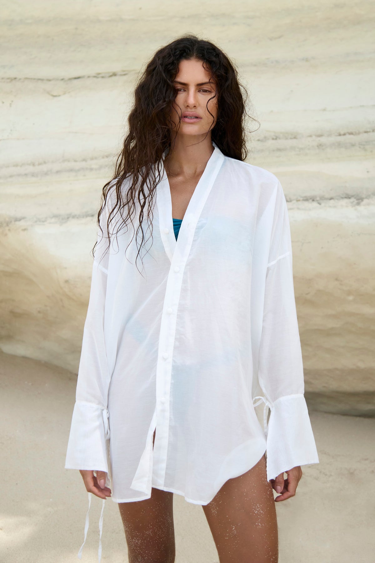 SILK-COTTON TUNIC - BIANCO