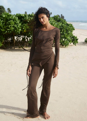 SILK LOUNGE PANT - CAFE