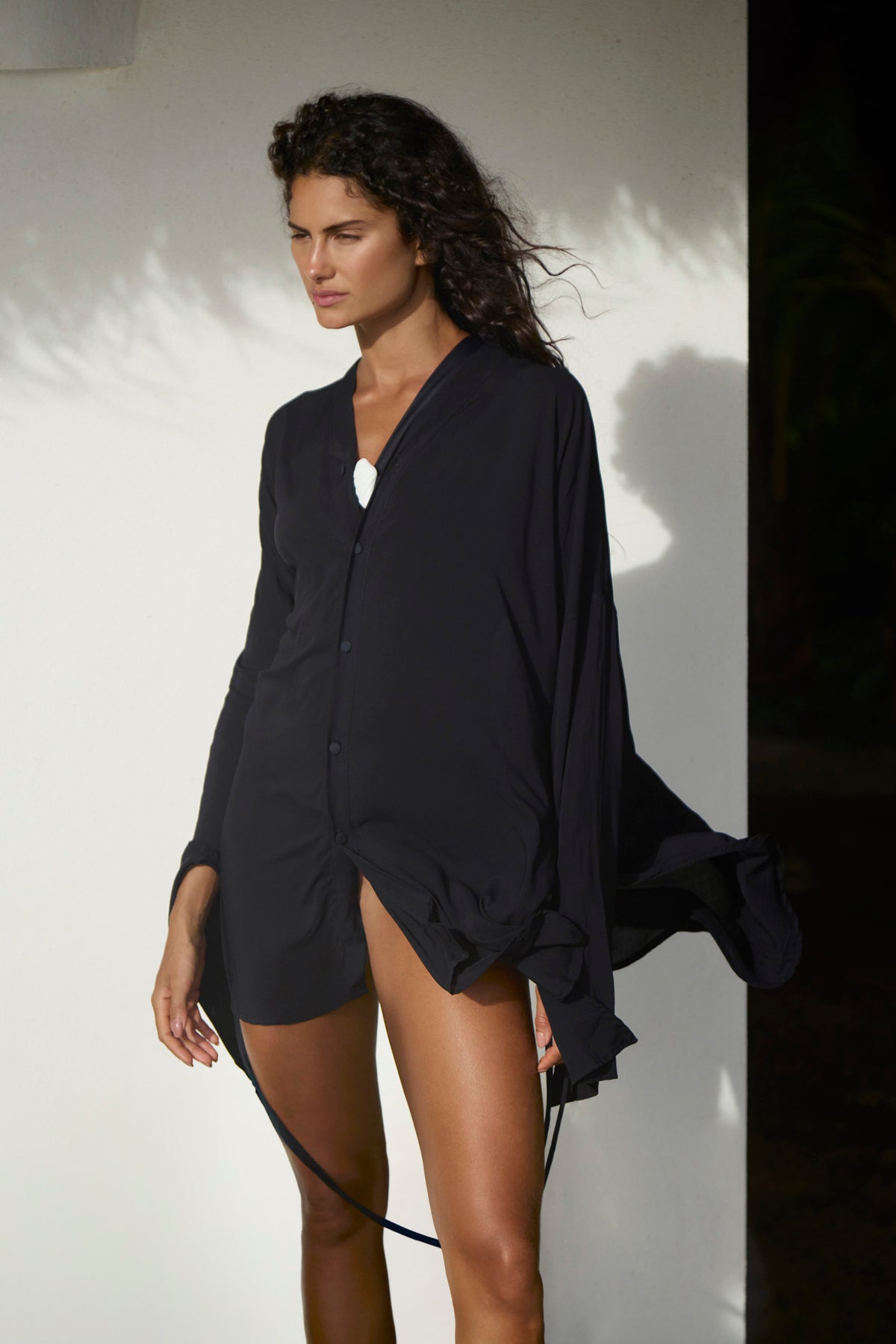 SILK-COTTON TUNIC - NOIR