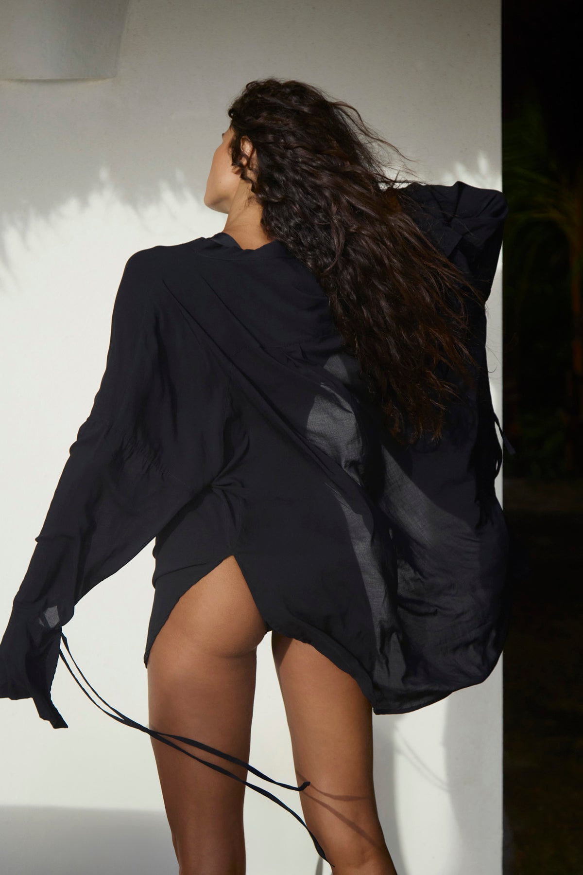 SILK-COTTON TUNIC - NOIR