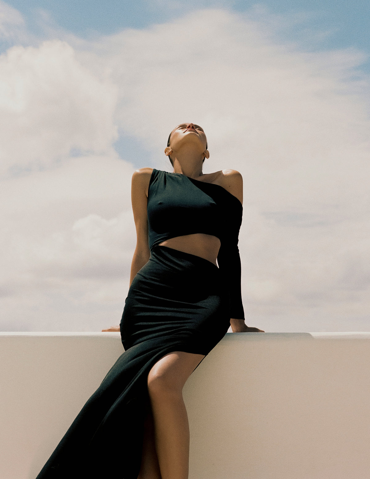 SILK ONE-SHOULDER CUT-OUT MAXI DRESS