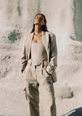 LINEN CUT-OUT CARGO TROUSER - BEIGE