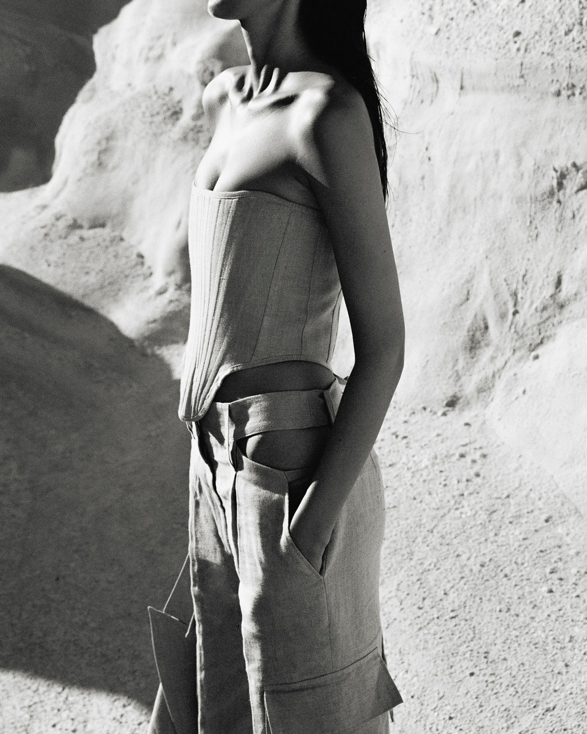 LINEN CORSET - BEIGE