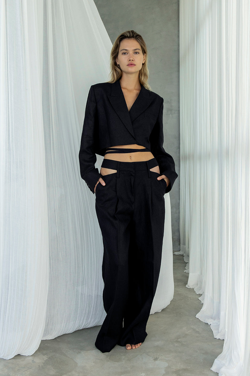 ジャケットその他 IONSEOUL Linen Cropped Jacket BBU1054 LINEN CROPPED TIE JACKET – Léa The Label