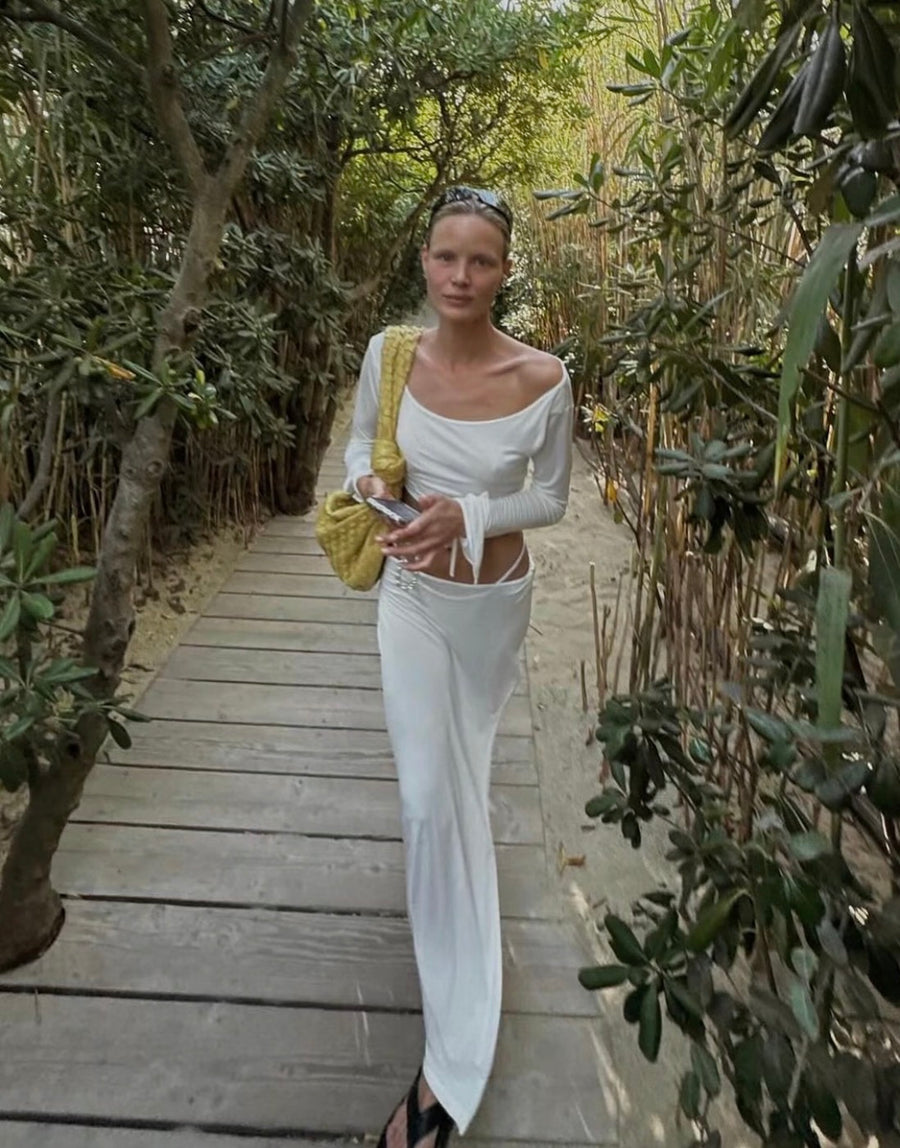 SILK BACKLESS CROPPED TOP - BIANCO
